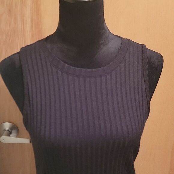 Nine West black ribbed tank dress sz med - Picture 3 of 10